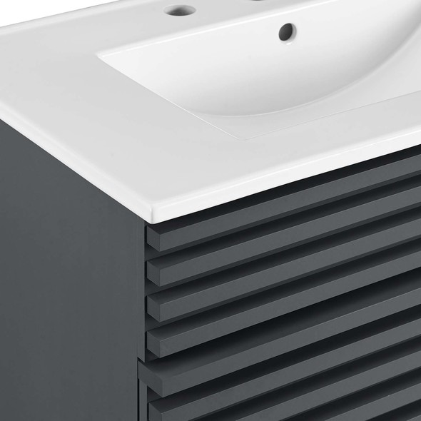 bathroom cabinet between sinks Modway Furniture Vanities Gray White