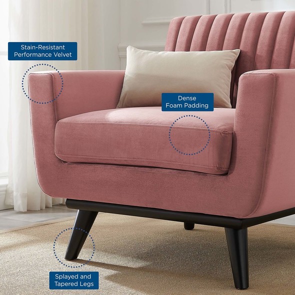 blue velvet reading chair Modway Furniture Sofas and Armchairs Dusty Rose
