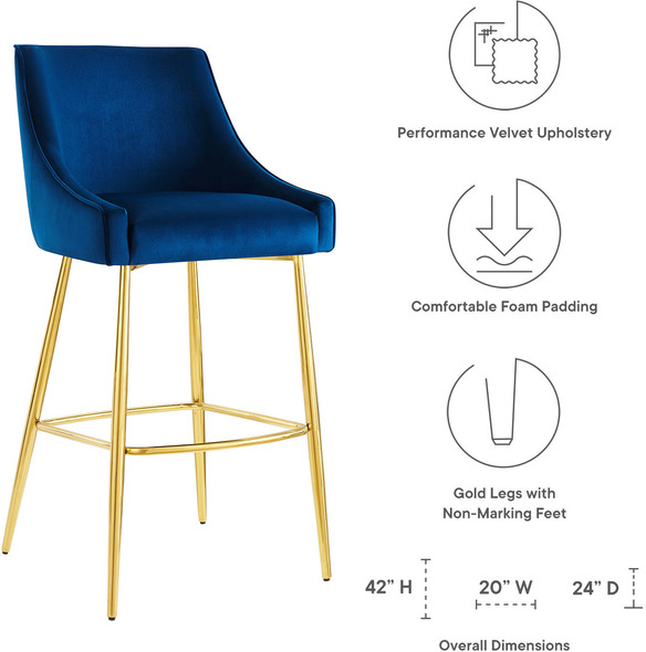 grey velour bar stools Modway Furniture Bar and Counter Stools Navy