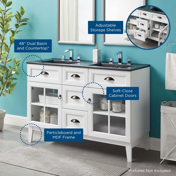 two sink bathroom vanity Modway Furniture Vanities Bathroom Vanities White Black