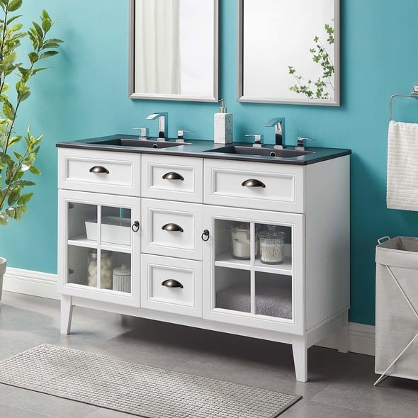 two sink bathroom vanity Modway Furniture Vanities Bathroom Vanities White Black