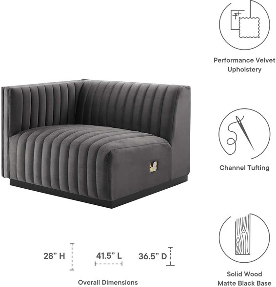 sectional blue couch Modway Furniture Sofas and Armchairs Black Gray