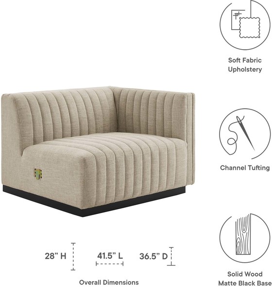 right facing sectional sofa Modway Furniture Sofas and Armchairs Sofas and Loveseat BlackBeige