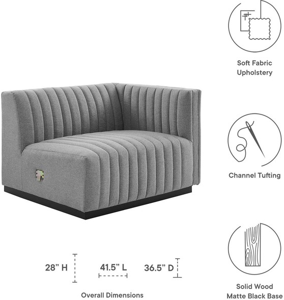 suede sectional couch Modway Furniture Sofas and Armchairs Black Light Gray