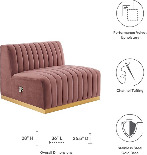 velvet gold accent chair Modway Furniture Sofas and Armchairs Gold Dusty Rose