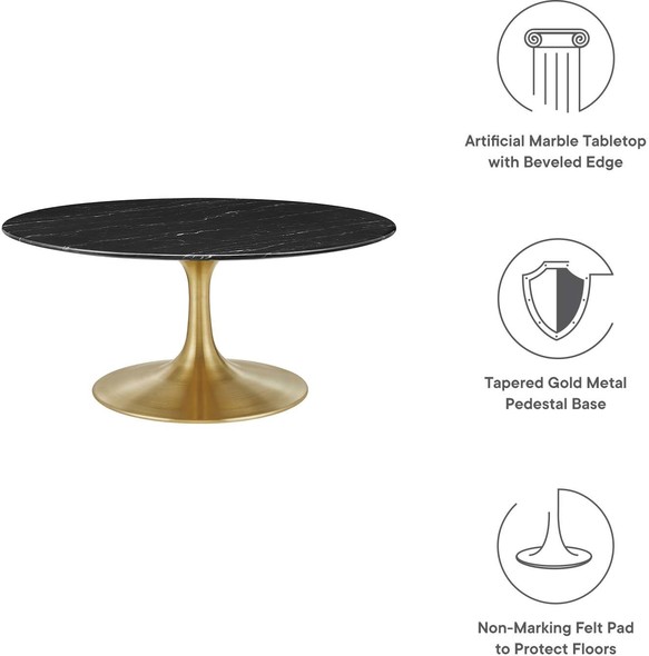 black marble top coffee table Modway Furniture Tables Gold Black