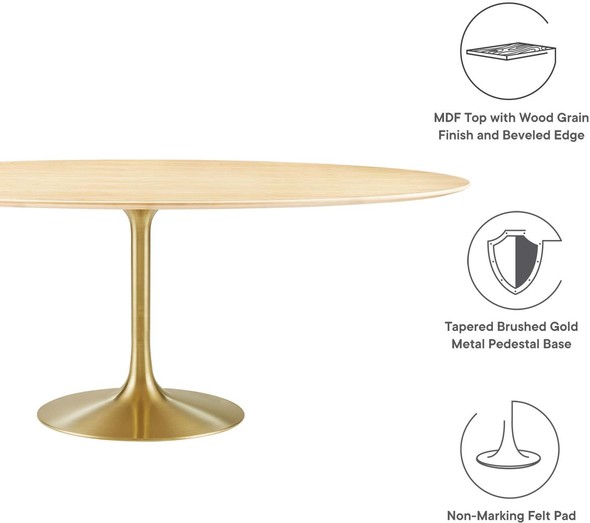 coastal round dining table and chairs Modway Furniture Bar and Dining Tables Gold Natural