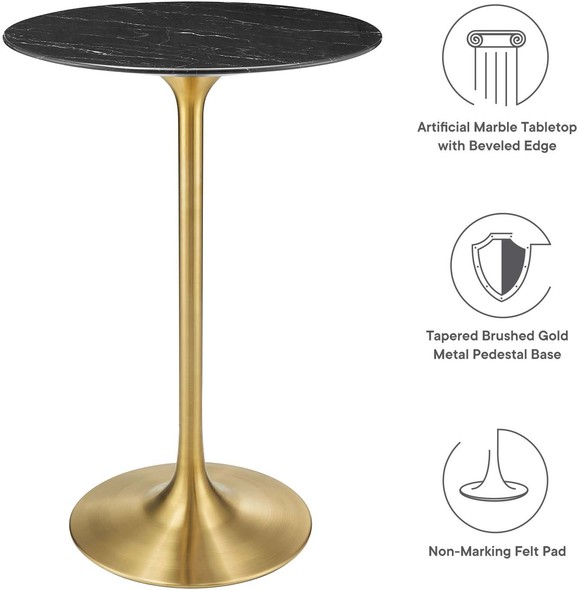 bar pub table and chairs Modway Furniture Bar and Dining Tables Gold Black