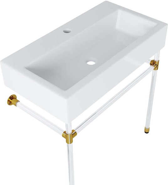 double wood vanity Modway Furniture Vanities Clear White