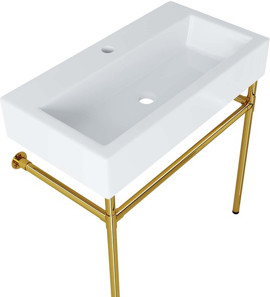 small corner vanity unit Modway Furniture Vanities Gold White