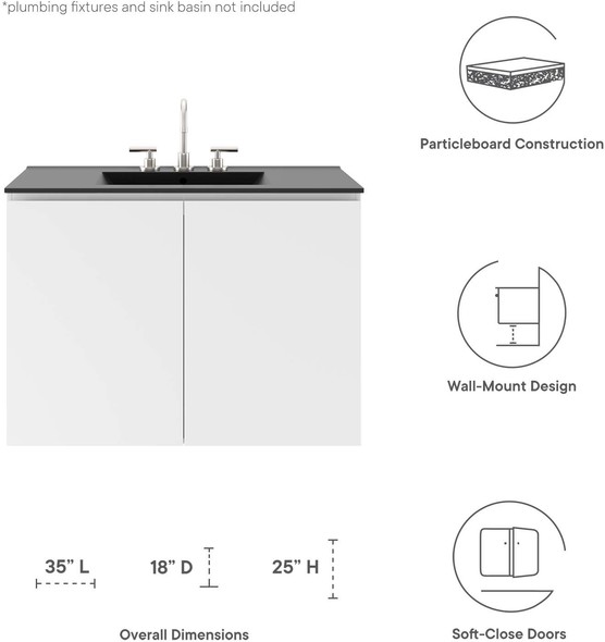 modern bathroom cabinets with sink Modway Furniture Vanities White