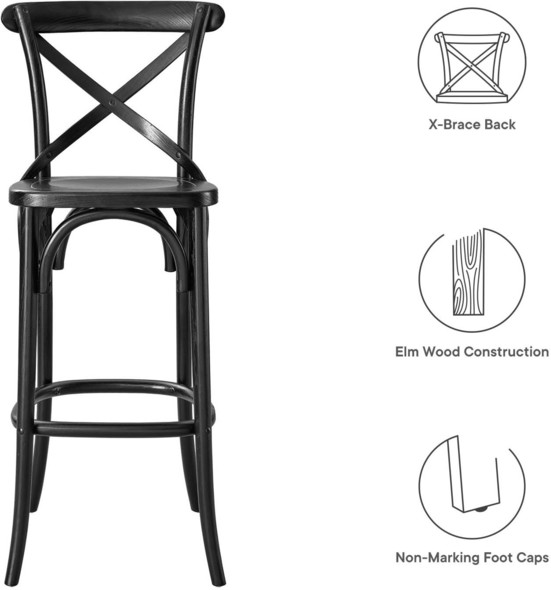 wood top stools Modway Furniture Bar and Counter Stools Black