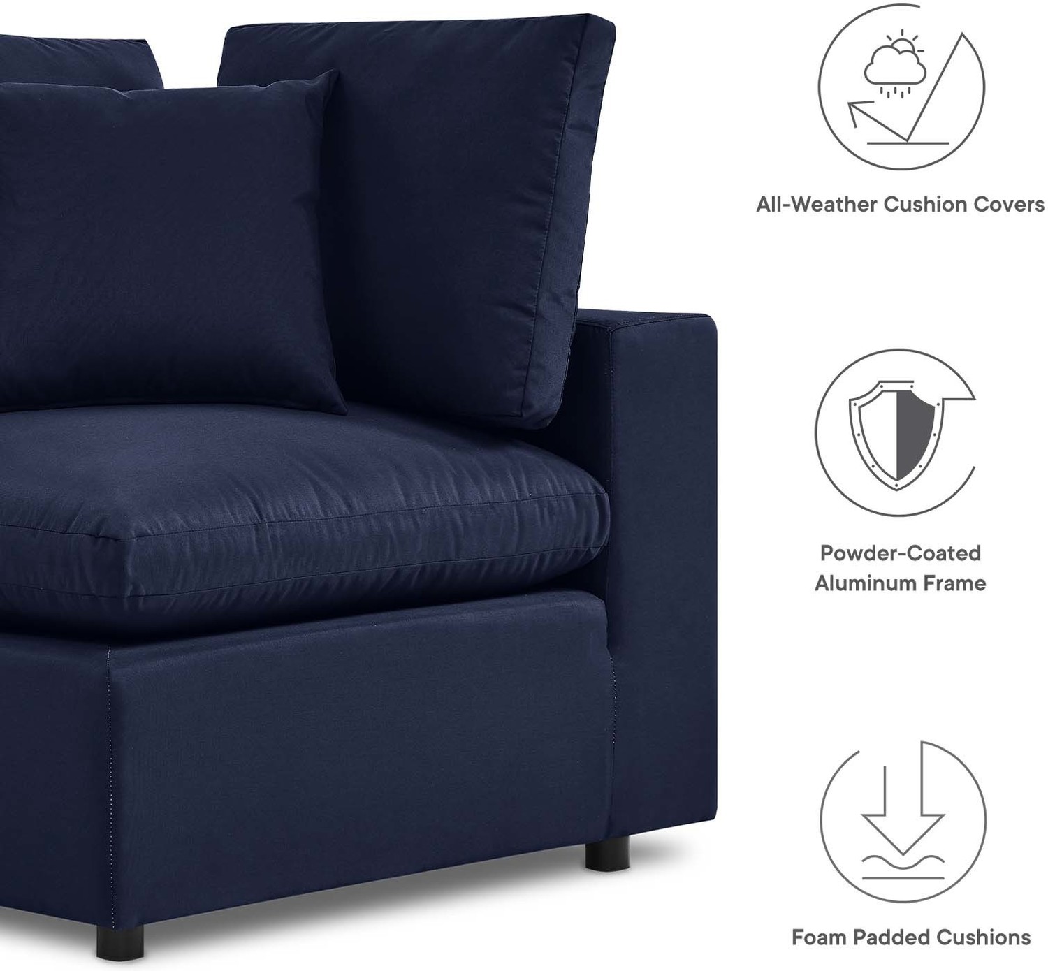 velvet navy blue sofa Modway Furniture Bar and Dining Navy