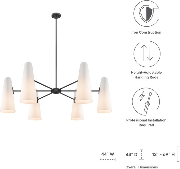chandelier how to install Modway Furniture Ceiling Lamps Chandelier Opal Black