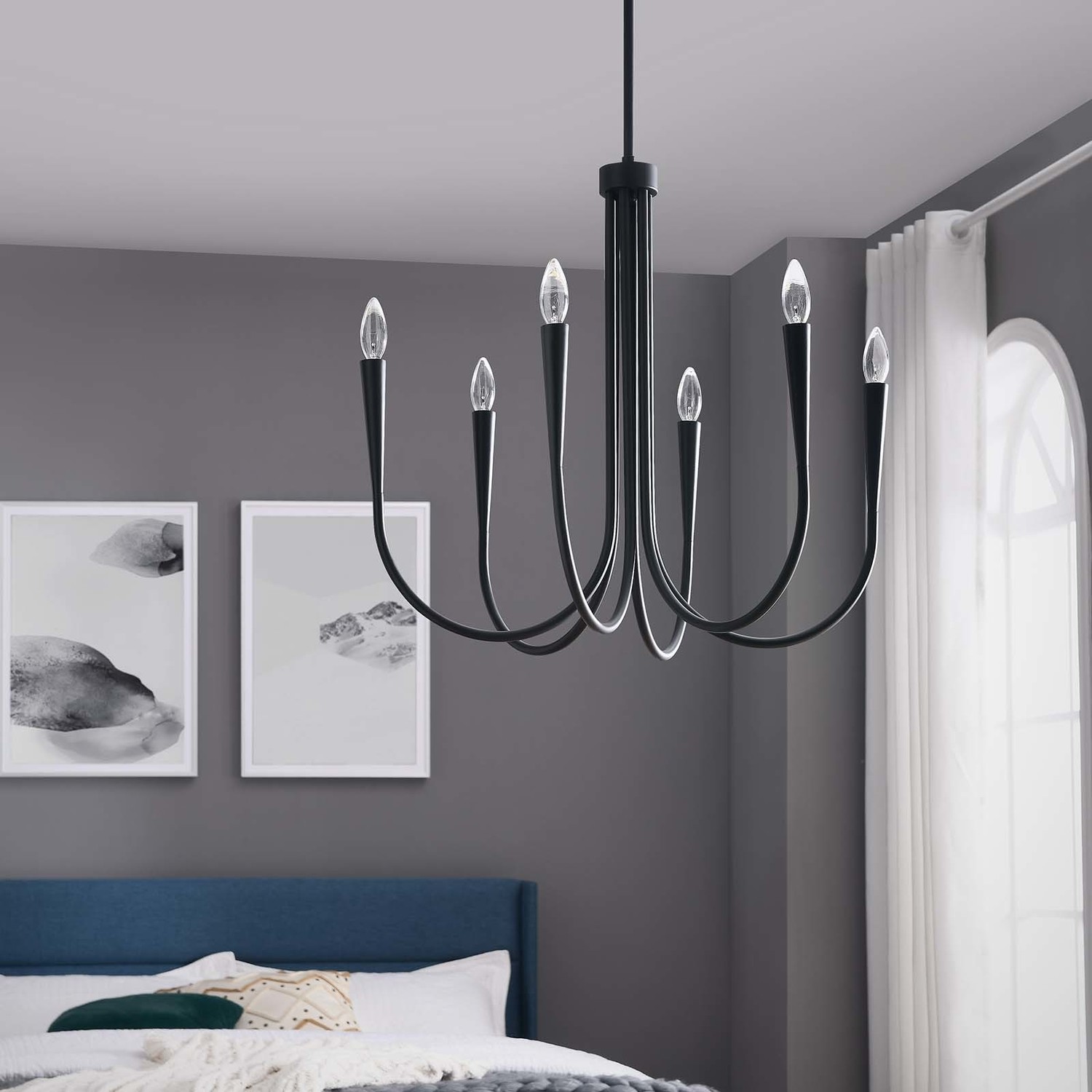 petite chandelier light Modway Furniture Ceiling Lamps Black