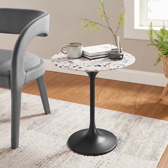 side table speaker Modway Furniture Tables Black Terrazzo
