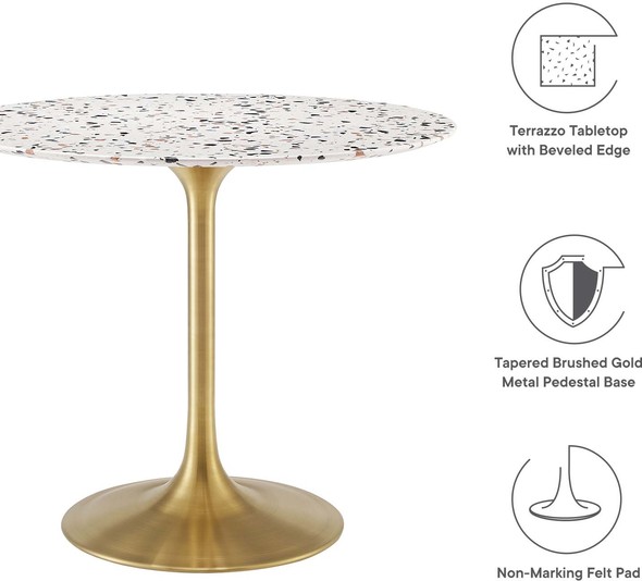 contemporary round table Modway Furniture Bar and Dining Tables Gold White