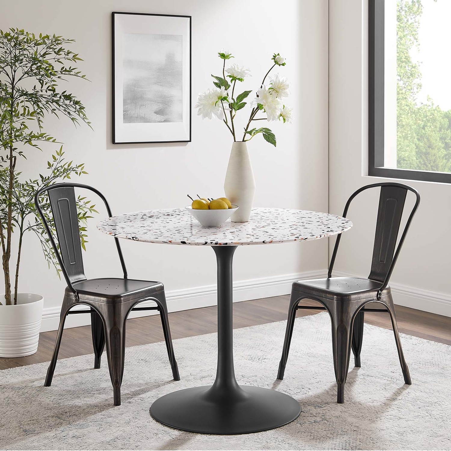 dark wood round dining table Modway Furniture Bar and Dining Tables Black White