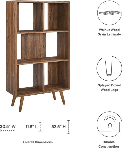 small library shelf Modway Furniture Decor Walnut