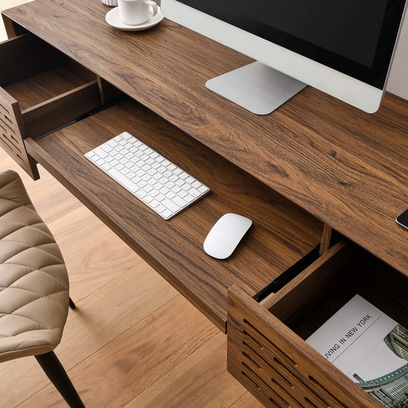 grey and white desk chair Modway Furniture Computer Desks Walnut