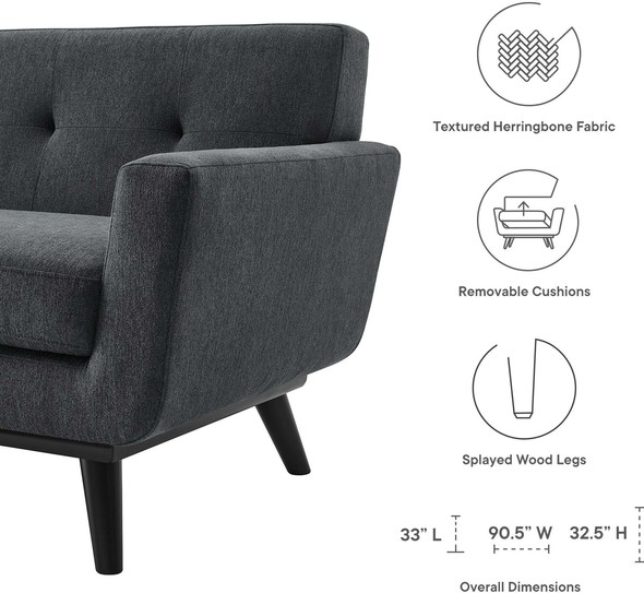 pink couch sectional Modway Furniture Sofas and Armchairs Charcoal