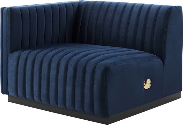velvet l couch Modway Furniture Sofas and Armchairs Black Midnight Blue