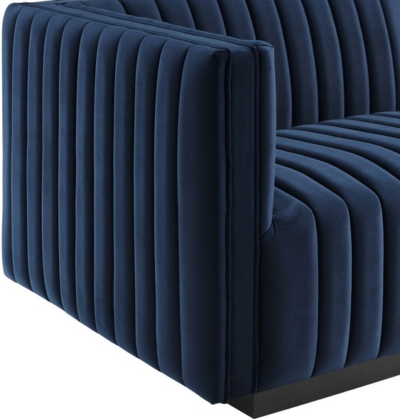 velvet l couch Modway Furniture Sofas and Armchairs Black Midnight Blue