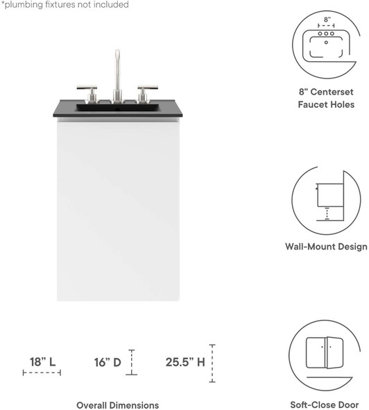 bathroom cabinet drawer Modway Furniture Vanities White Black