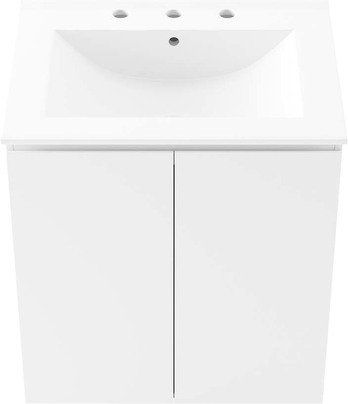 single bathroom vanity set Modway Furniture Vanities White White