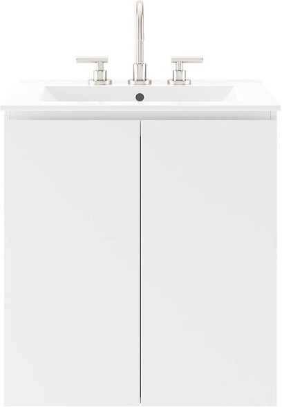 single bathroom vanity set Modway Furniture Vanities White White