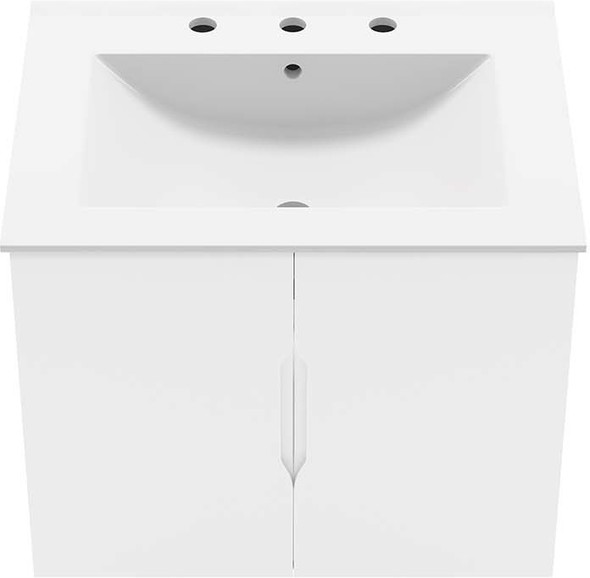 white vanity with black countertop Modway Furniture Vanities White White