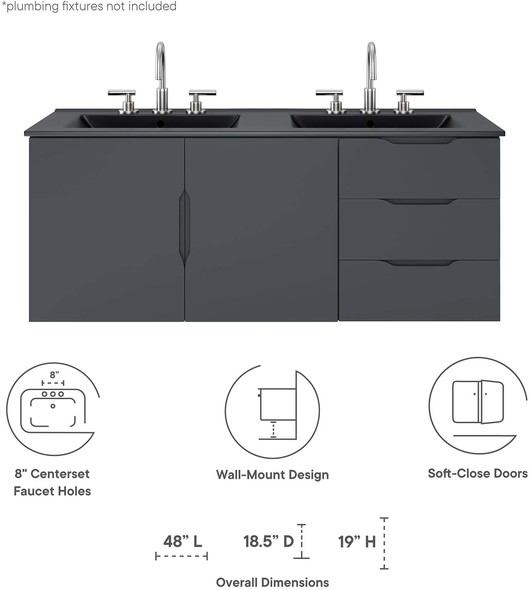 72 inch bathroom vanity clearance Modway Furniture Vanities Gray Black