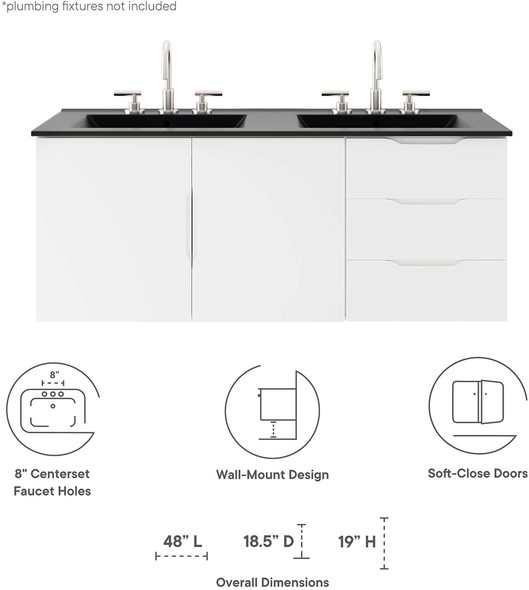 bathroom countertop basin Modway Furniture Vanities White Black