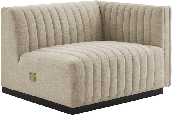 sectional couch with studs Modway Furniture Sofas and Armchairs Black Beige