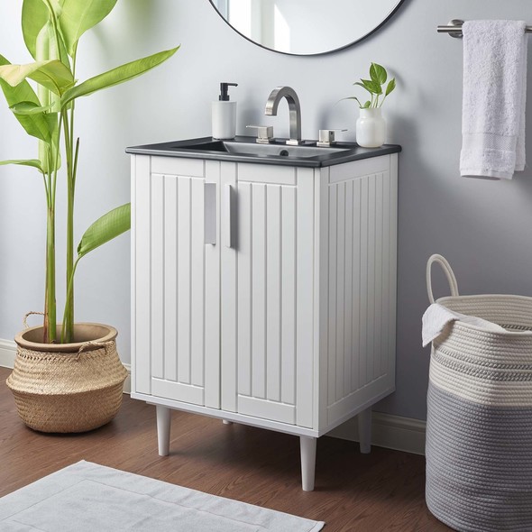 white wooden bathroom cabinet Modway Furniture Vanities White Black