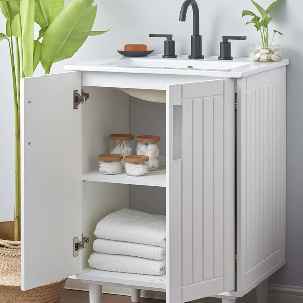 lowes double sink bathroom vanity Modway Furniture Vanities White White
