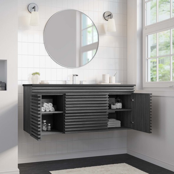 wooden vanity with sink Modway Furniture Vanities Charcoal Black