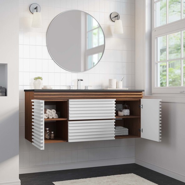 bathroom counter with sink Modway Furniture Vanities White Walnut Black