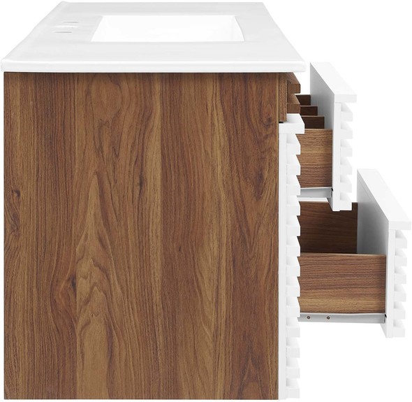 72 natural wood vanity Modway Furniture Vanities White Walnut White