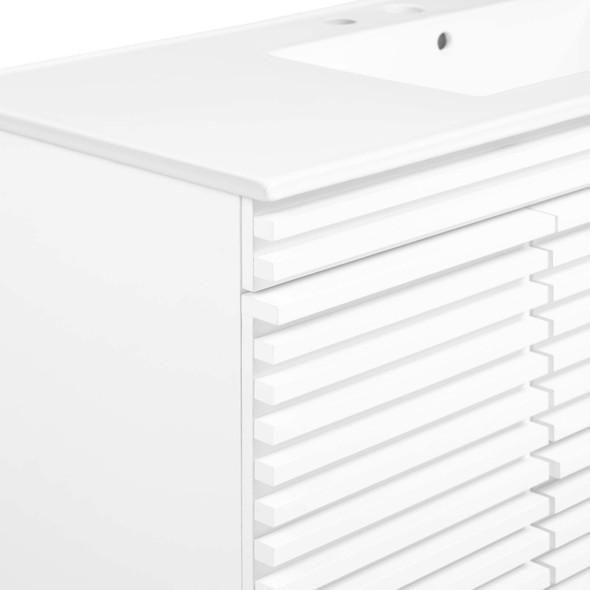 one sink long vanity Modway Furniture Vanities White White