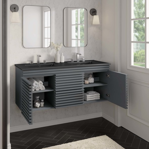 black sink cabinet Modway Furniture Vanities Gray Black