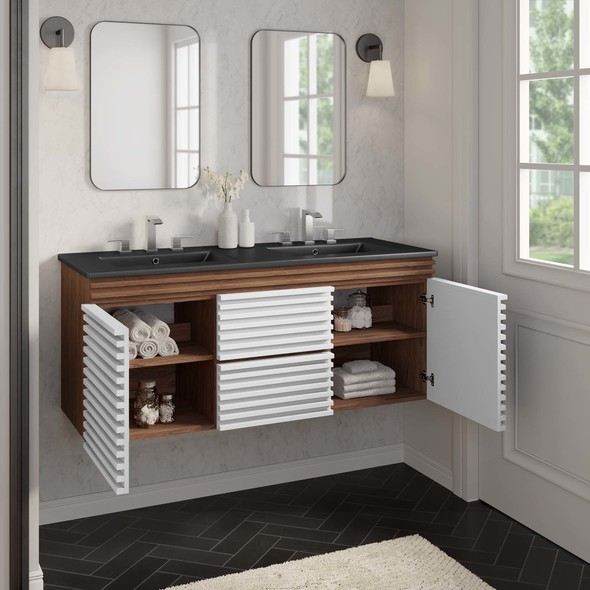wooden vanity bathroom Modway Furniture Vanities White Walnut Black