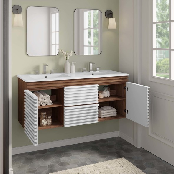 modern white oak vanity Modway Furniture Vanities White Walnut White