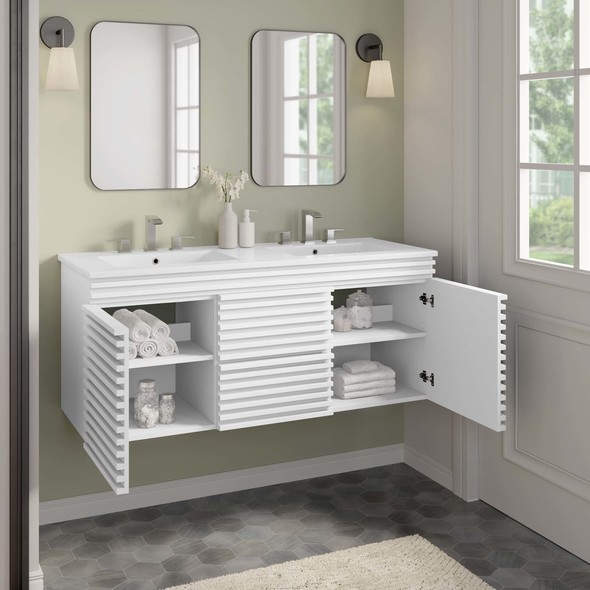 vanity for washroom Modway Furniture Vanities White White