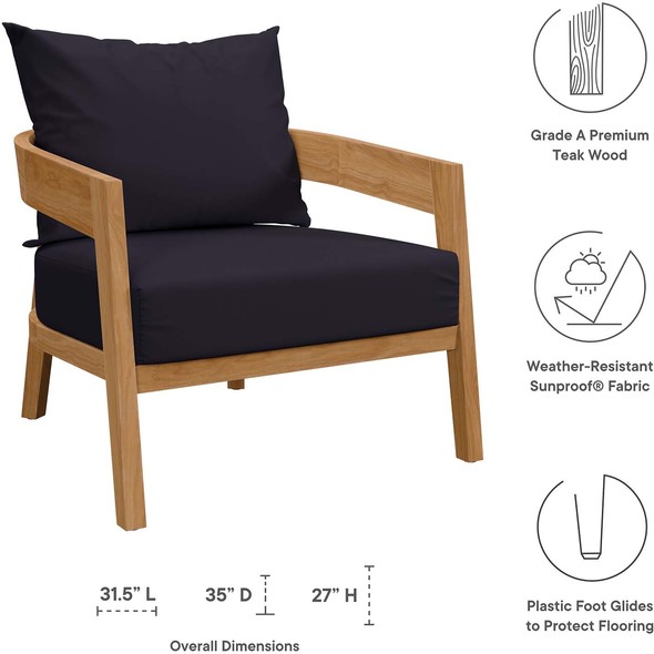 deck pillows Modway Furniture Sofa Sectionals Natural Navy