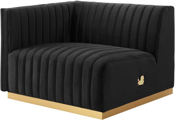 velvet modern sectional Modway Furniture Sofas and Armchairs Gold Black