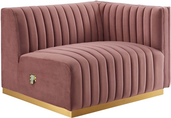 velvet l sofa Modway Furniture Sofas and Armchairs Gold Dusty Rose