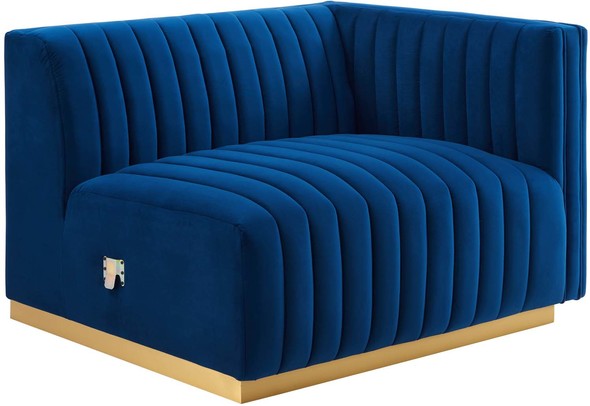 mid century modern leather sofa with chaise Modway Furniture Sofas and Armchairs Gold Navy