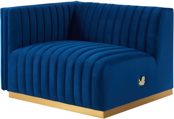 velvet tufted sectional sofa Modway Furniture Sofas and Armchairs Gold Navy