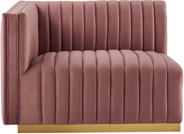 leather sleeper sofa with chaise Modway Furniture Sofas and Armchairs Gold Dusty Rose